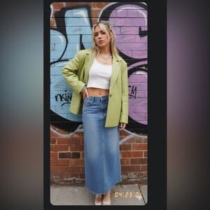 Colebrook Y2K Lime Green 100% Leather Blazer/Jacket